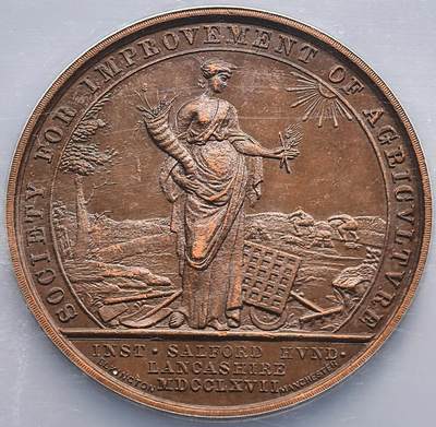 凡希社世界钱币微拍第三百二十二期 - 1922英国皇家兰开夏郡农业协会纪念铜章NGC-MS63