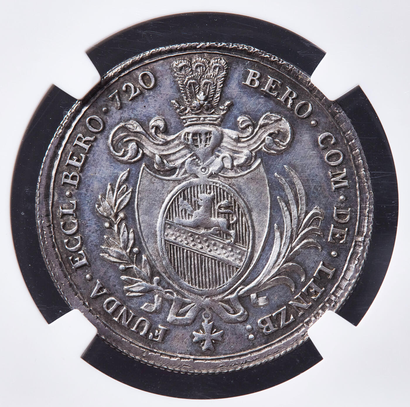 【俄甄集藏】满园春色-2026年(051)04-22星期三 晚 19:30 全场包邮 瑞士卢塞恩1720年贝罗明斯特修道院建成1000周年1/4泰勒纪念银币，NGC UNCD，底板凝霜，紫罗兰包浆，稀少品种，卢塞恩造币厂厂长、雕刻师约翰·乌尔里希·布鲁帕赫作品