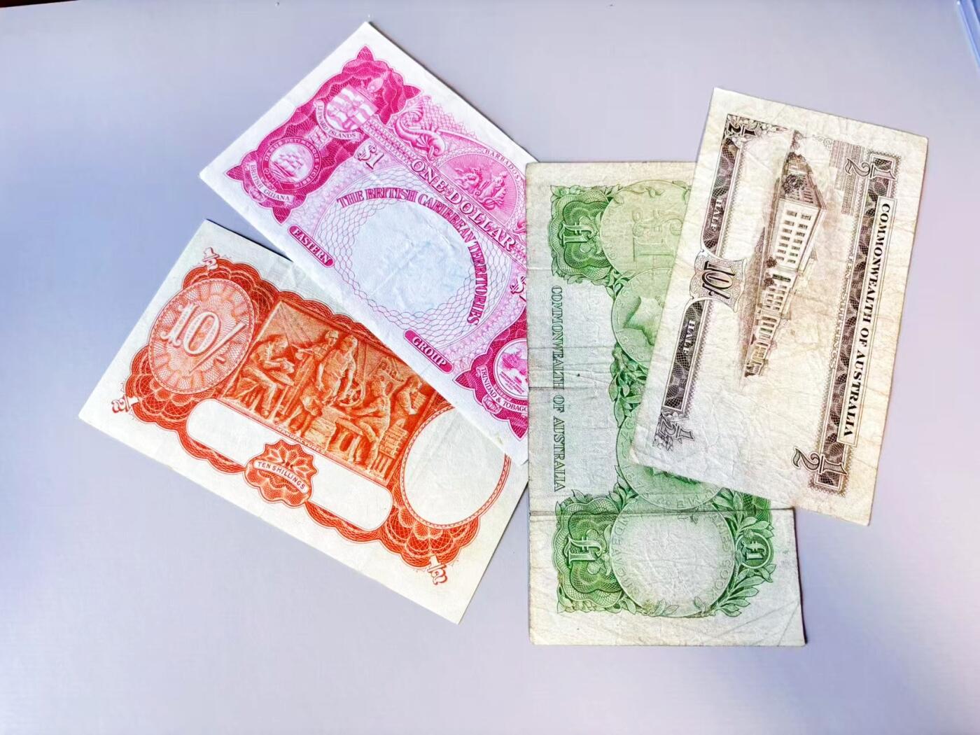 【Blue Auction】世界纸币精拍第808期——18级TOP拍卖/信誉/品质/专业/高效💫 【一组4张】澳大利亚、英属东加勒比纸币一组 流通品相