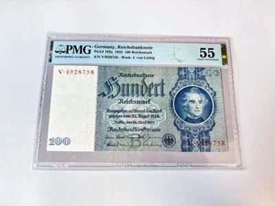 【Blue Auction】世界纸币精拍第808期——18级TOP拍卖/信誉/品质/专业/高效💫 - 德国 1935年100马克 PMG55 大票幅