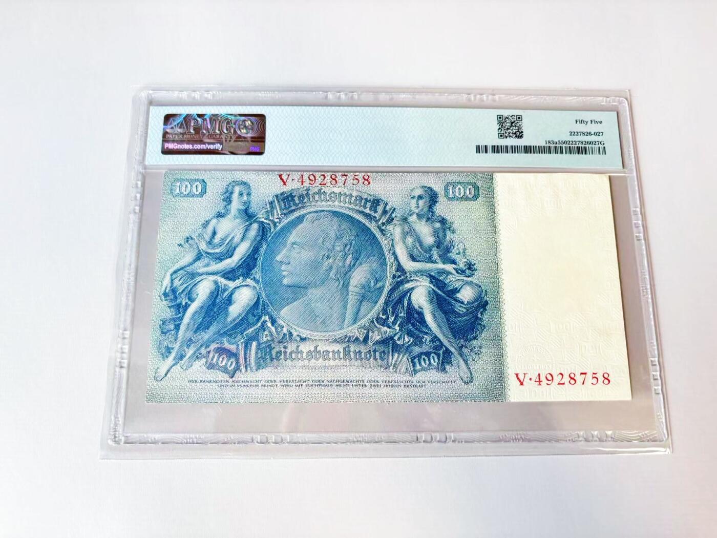 【Blue Auction】世界纸币精拍第808期——18级TOP拍卖/信誉/品质/专业/高效💫 德国 1935年100马克 PMG55 大票幅