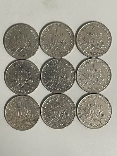 2026年第44场各国散币拍卖（总第194场） - 法国1法郎9枚