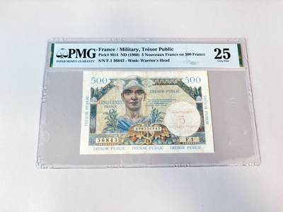 【Blue Auction】世界纸币精拍第808期——18级TOP拍卖/信誉/品质/专业/高效💫 - 法国 1960年5新法郎加盖 墨丘利 军票 PMG25