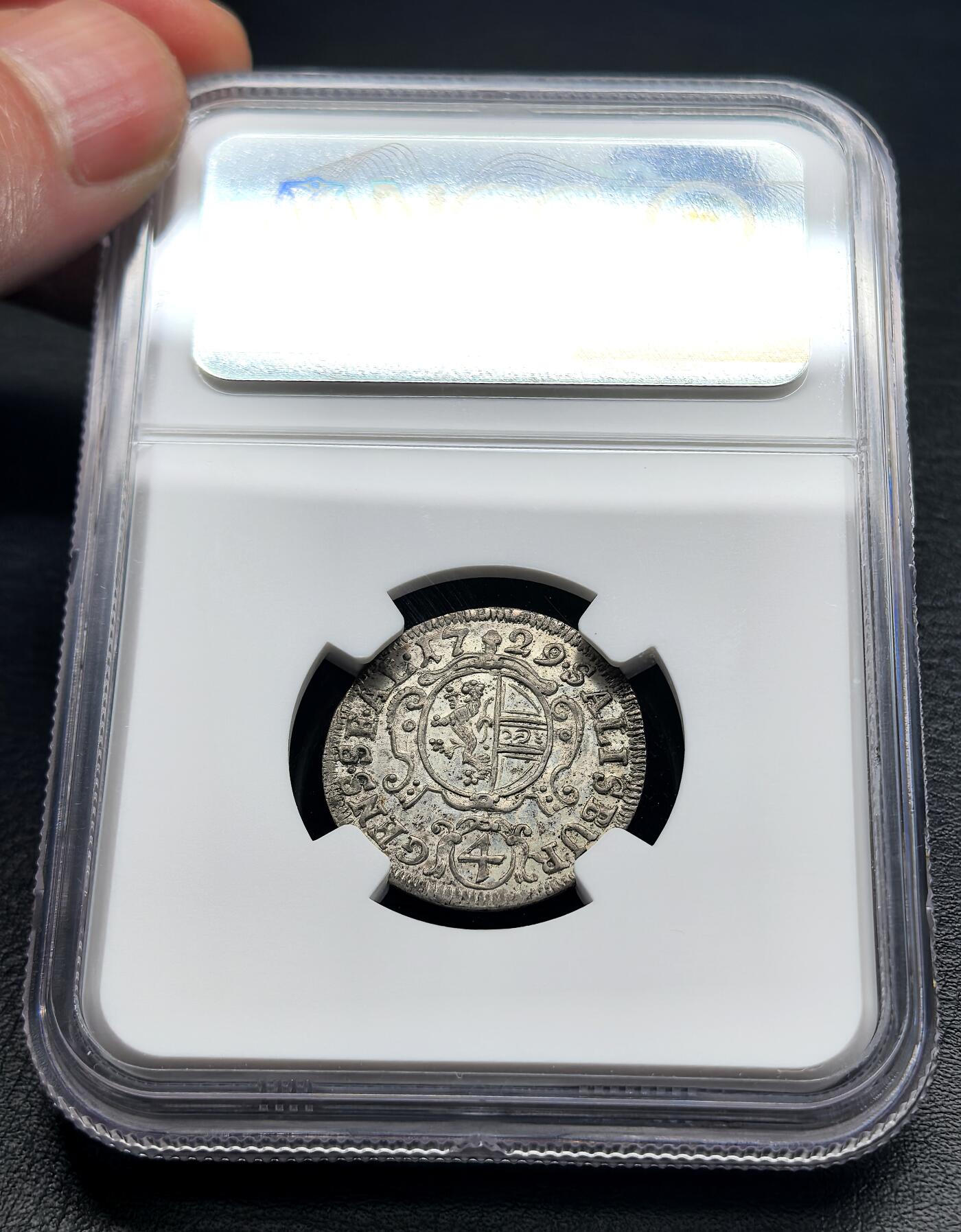 凡希社世界钱币微拍第三百二十二期 1729萨尔茨堡主教区主教纹章4K银辅币NGC-MS63
