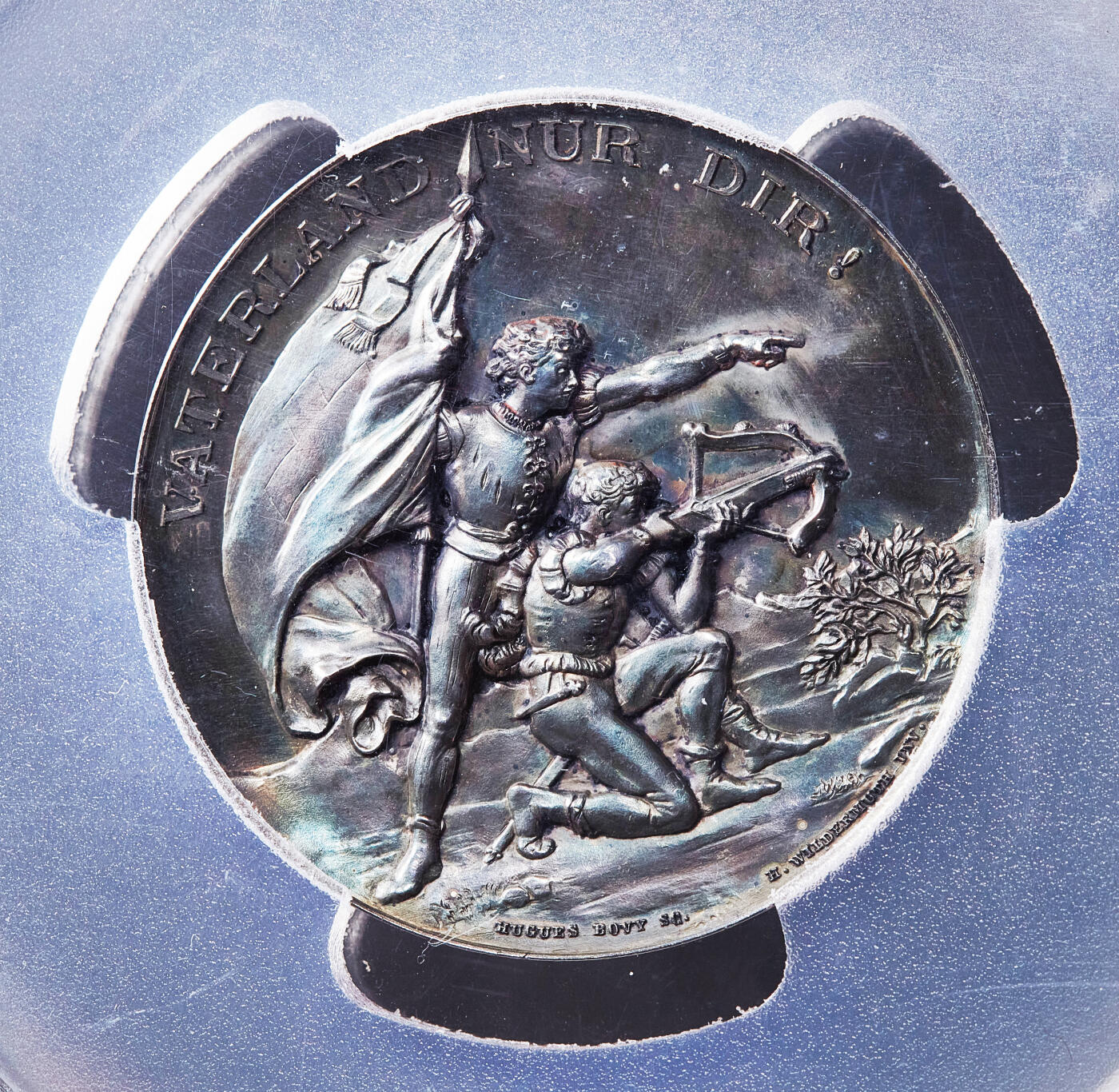 【俄甄集藏】满园春色-2026年(051)04-22星期三 晚 19:30 全场包邮 瑞士1891年纪念苏黎世-温特图尔射击节大银章，PCGS SP63，五彩包浆，高浮雕，少见品种，直径：45mm