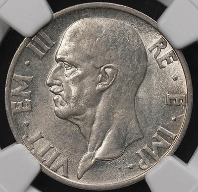 修遠堂世界钱币第111期 - NGC MS62  1937年意大利5里拉银币，特年