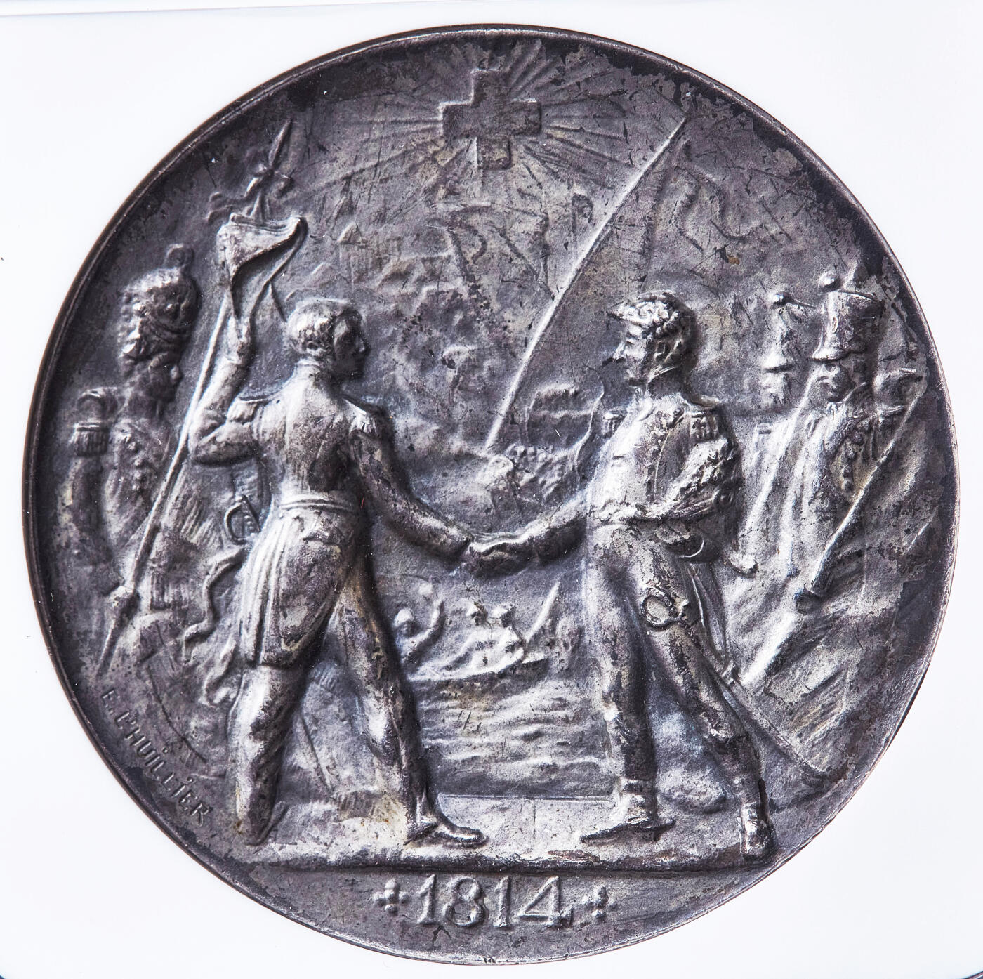 【俄甄集藏】满园春色-2026年(051)04-22星期三 晚 19:30 全场包邮 瑞士1914年日内瓦射击节百年纪念大银章，NGC MS64，酱彩包浆，高浮雕，少见品种