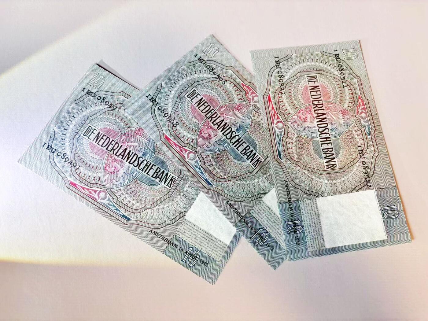 【Blue Auction】世界纸币精拍第808期——18级TOP拍卖/信誉/品质/专业/高效💫 【一组3张 含无47】荷兰1942年10盾 牧羊女 UNC/UNC-