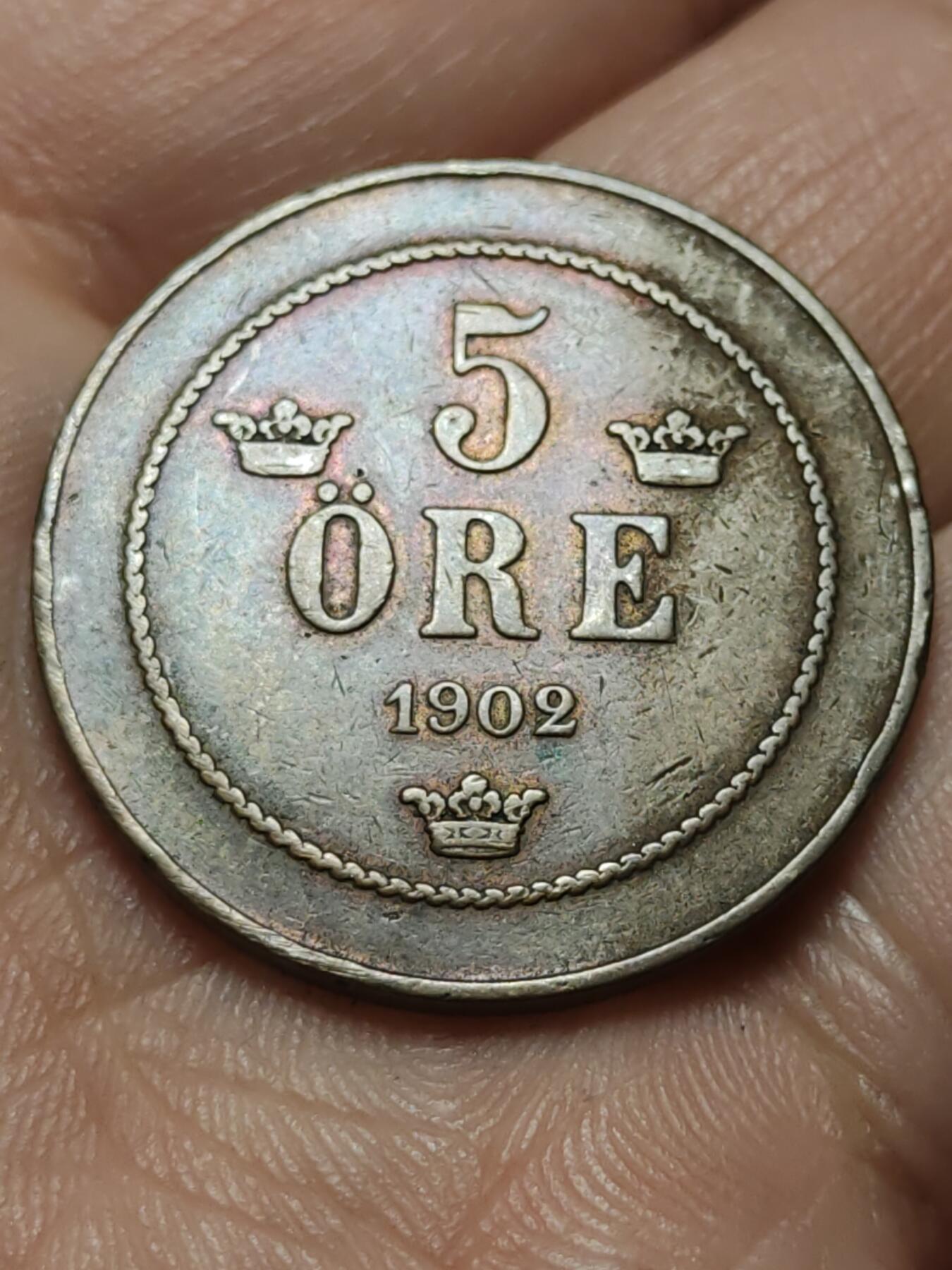 2026年第四十三场(总第二百一十二场）外国好品散币场(免佣金) 瑞典🇸🇪1902年5欧尔(奥斯卡二世第三版)