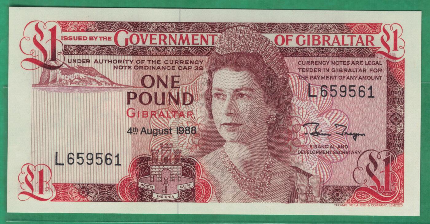 直布罗陀1988年1镑 钻石号(无347) 欧洲纸币 实物图 UNC 