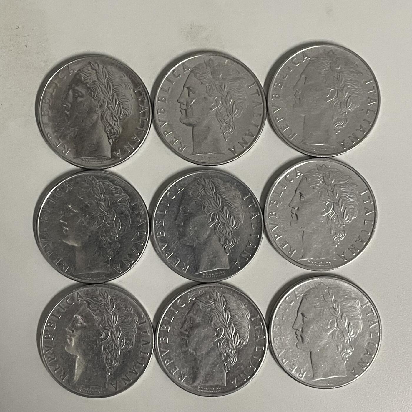 2026年第44场各国散币拍卖（总第194场） 意大利100里拉9枚不同年份