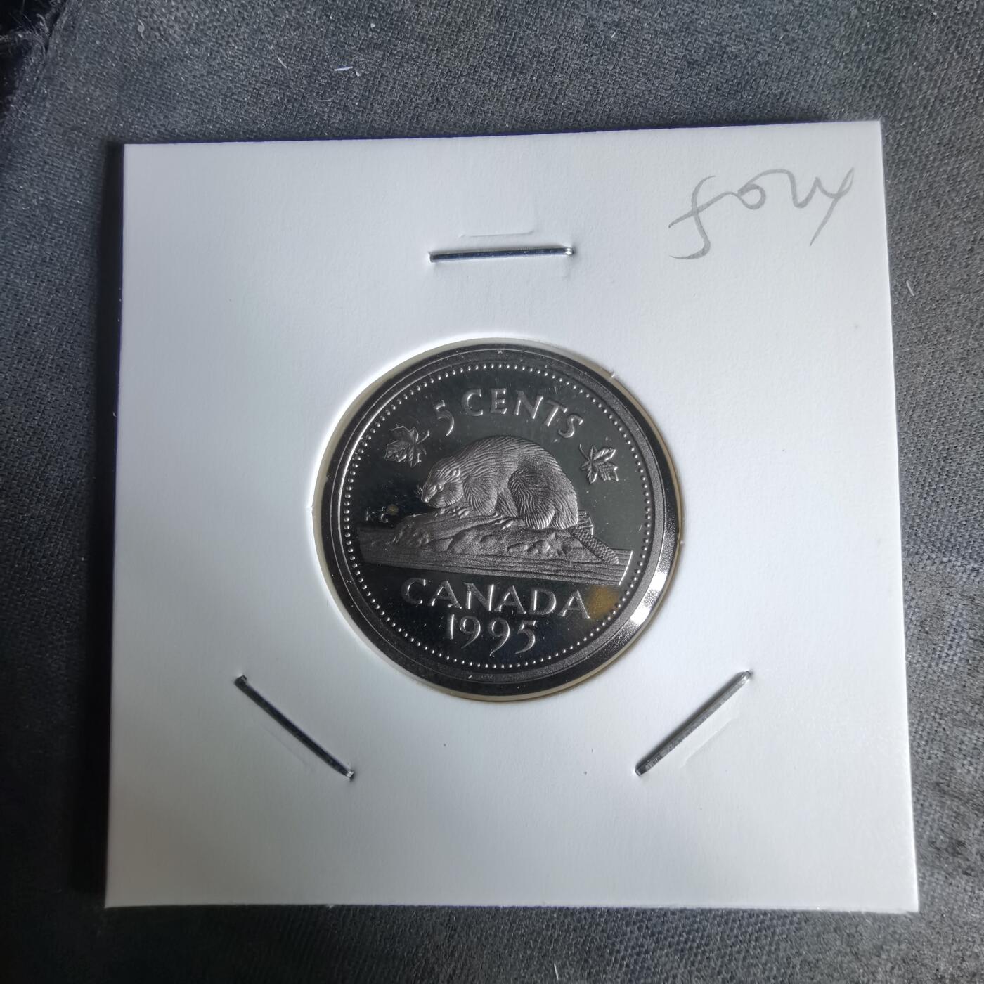 沼泽如烟--第1050场 加拿大1995年五分精制币