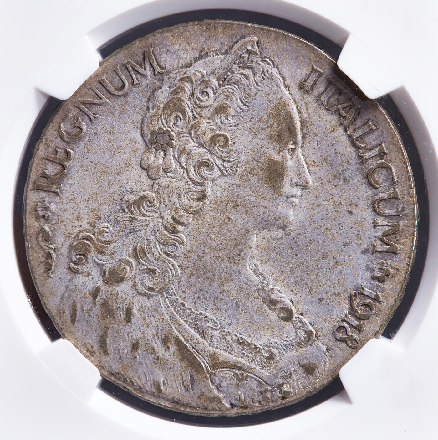 【俄甄集藏】满园春色-2026年(051)04-22星期三 晚 19:30 全场包邮 意属厄立特里亚1918年R版威尼斯女神（海神妻子安菲特里忒演变的拟人化形象）1泰勒大银币，NGC AU50，罗马造币厂，黄油彩包浆，底光犹存，名誉品种