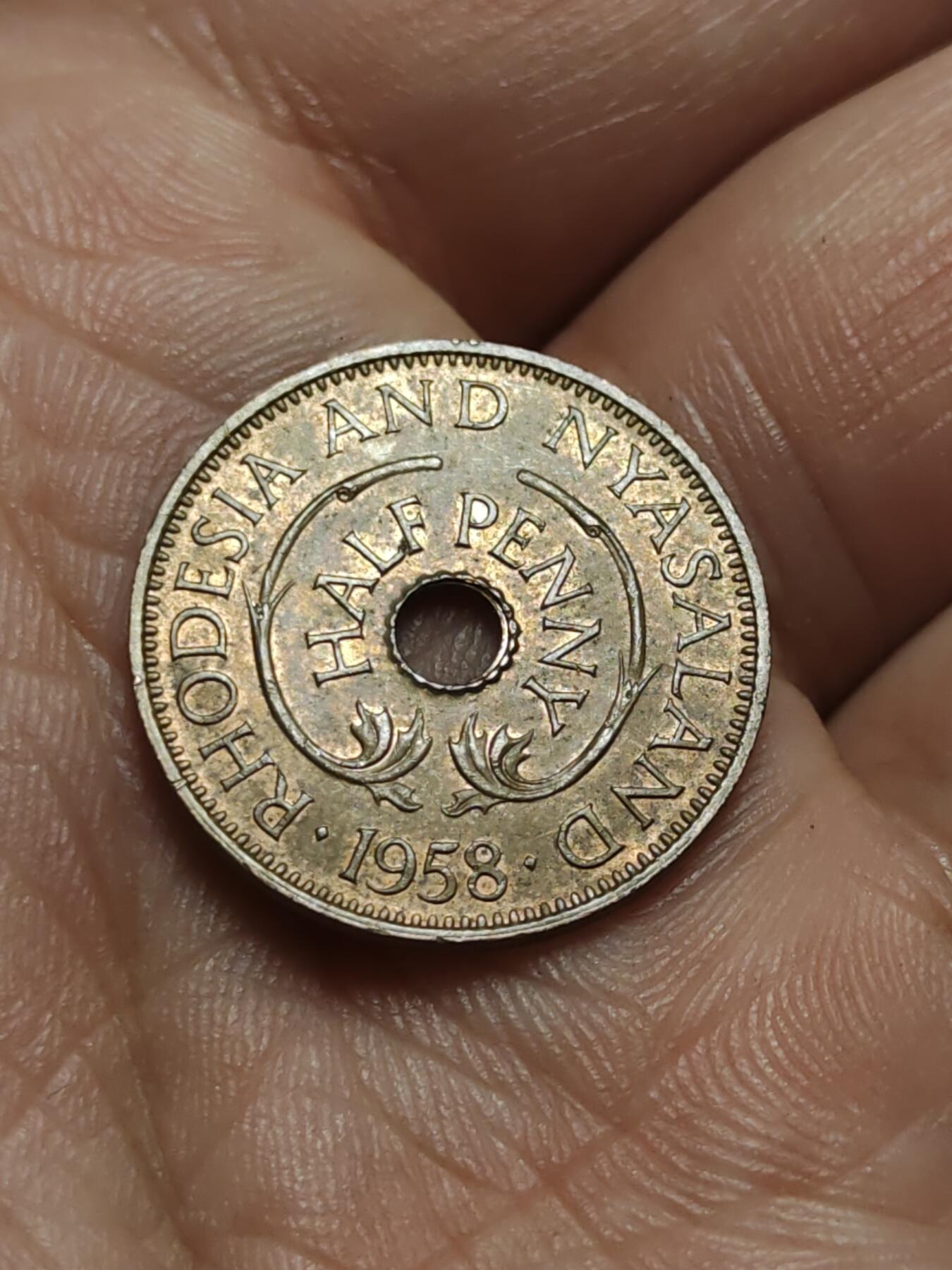 2026年第四十三场(总第二百一十二场）外国好品散币场(免佣金) 英属罗德西亚和尼亚萨兰1958年半便士(伊丽莎白二世时期)