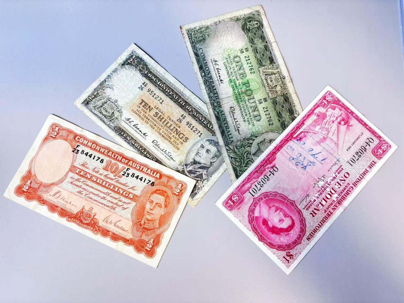 【Blue Auction】世界纸币精拍第808期——18级TOP拍卖/信誉/品质/专业/高效💫 【一组4张】澳大利亚、英属东加勒比纸币一组 流通品相