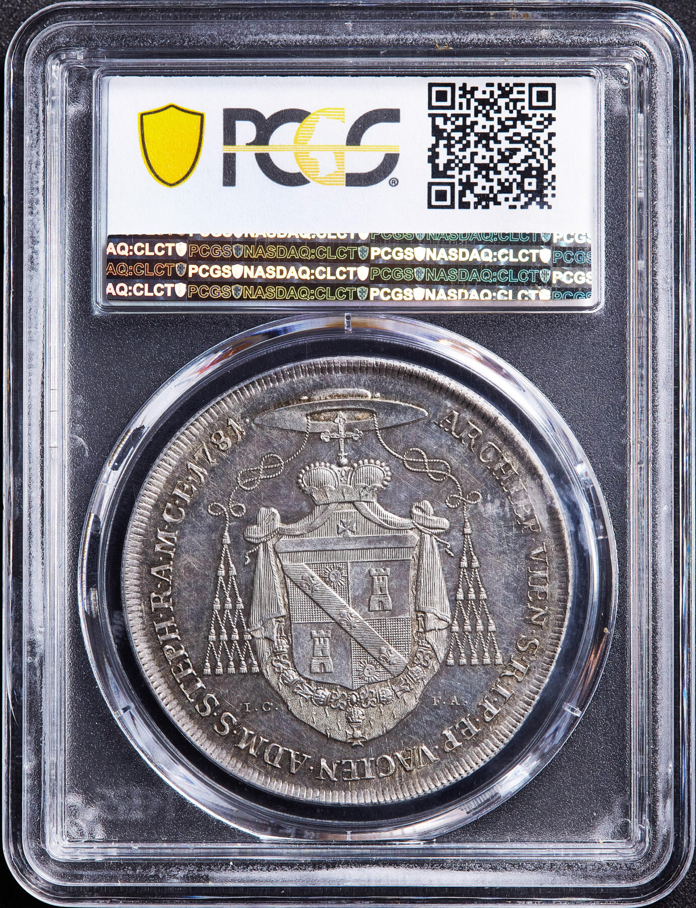 【俄甄集藏】满园春色-2026年(051)04-22星期三 晚 19:30 全场包邮 神圣罗马帝国-奥地利维也纳主教区1781年克里斯托夫·安东·冯·米加齐大主教1泰勒大银币，PCGS MS62，酱彩包浆，底板凝霜，发行量只有2000枚，稀少品种