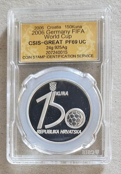 【币将精彩】世界钱币拍卖拍卖（2026-4-22） 克罗地亚2006年德国世界杯银币信泰评级