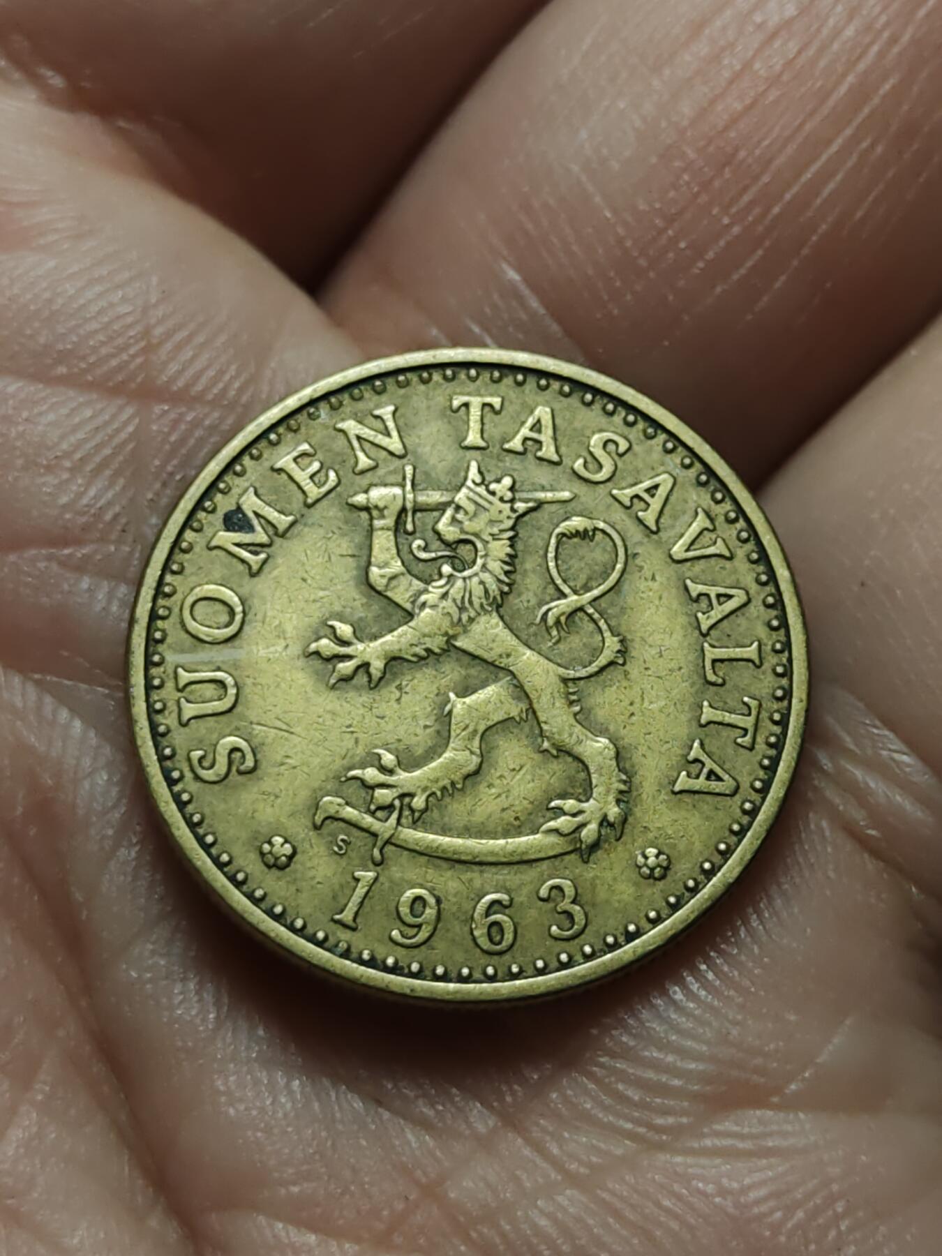 2026年第四十三场(总第二百一十二场）外国好品散币场(免佣金) 芬兰🇫🇮1963年20盆尼(第三套流通硬币，S标)