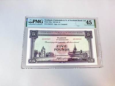 【Blue Auction】世界纸币精拍第808期——18级TOP拍卖/信誉/品质/专业/高效💫 - 苏格兰 1953年5镑 PMG45 大票幅