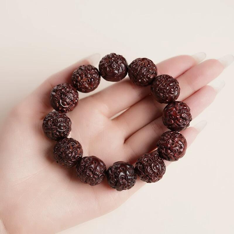 自用8年小叶紫檀招财貔貅手链佛珠