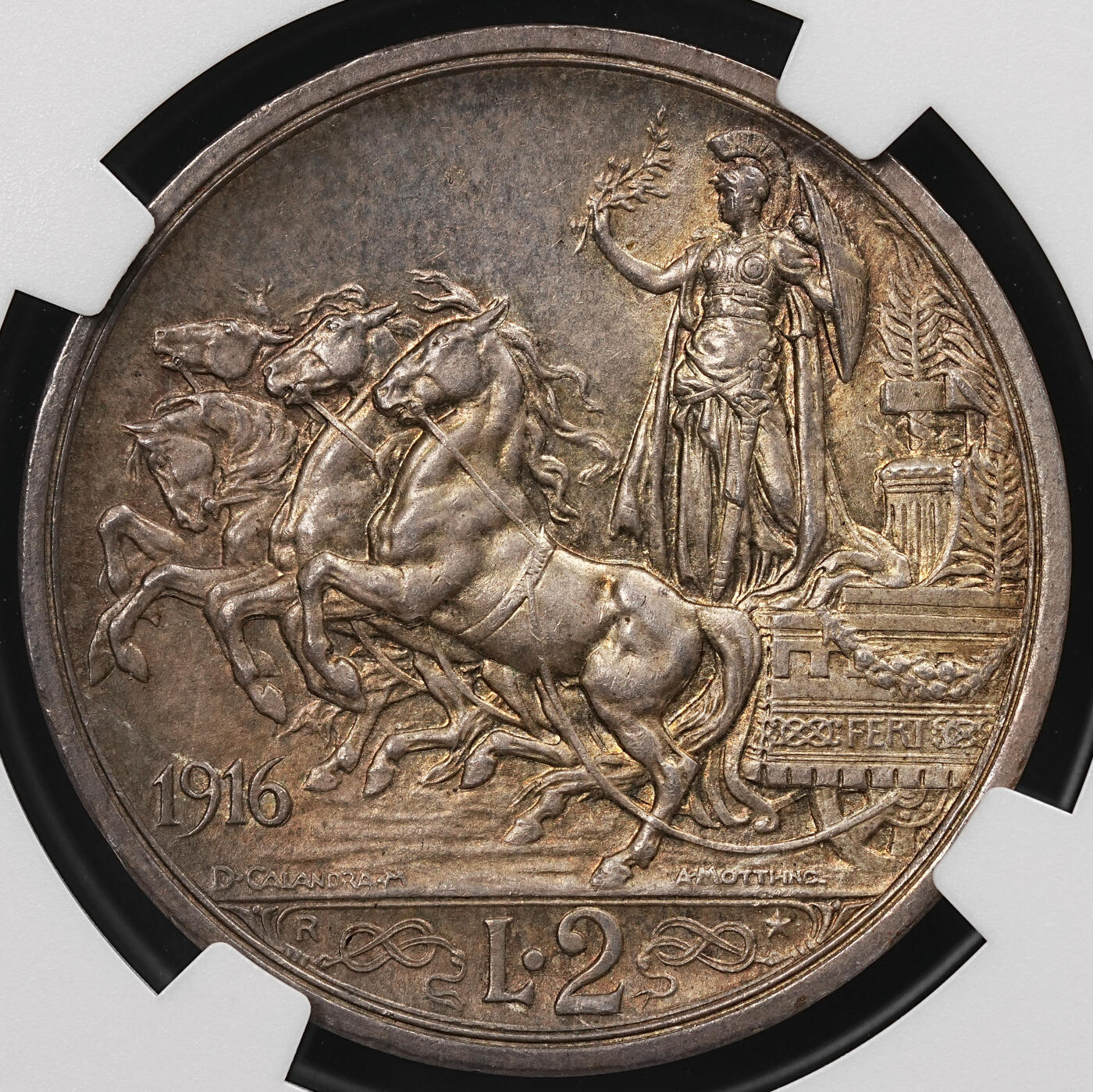 修遠堂世界钱币第111期 NGC MS64  1916年意大利马车2里拉银币