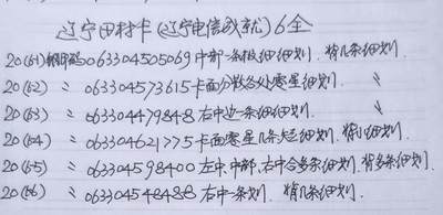 公藏第63期裸卡拍卖 辽宁田村卡（辽宁电信成就）6全品相钢印码见描述。