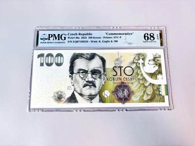 【Blue Auction】世界纸币精拍第808期——18级TOP拍卖/信誉/品质/专业/高效💫 - 【333豹子号无47】捷克 2022年100克朗 PMG68EPQ 高分 大票幅 