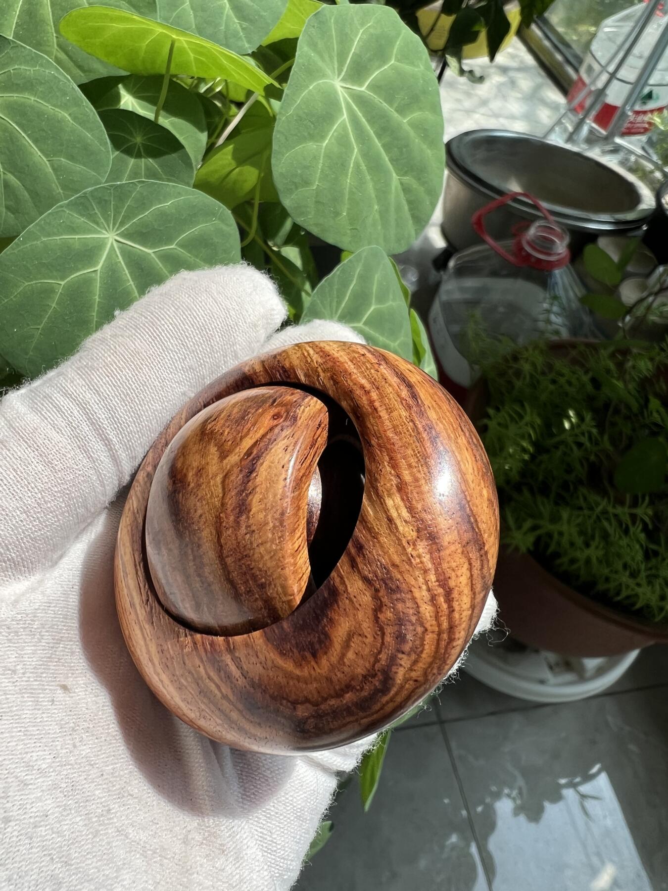 零元拍：精工海南黄花梨鬼工转运珠，一块料做出：58/22MM，内珠：28.5MM