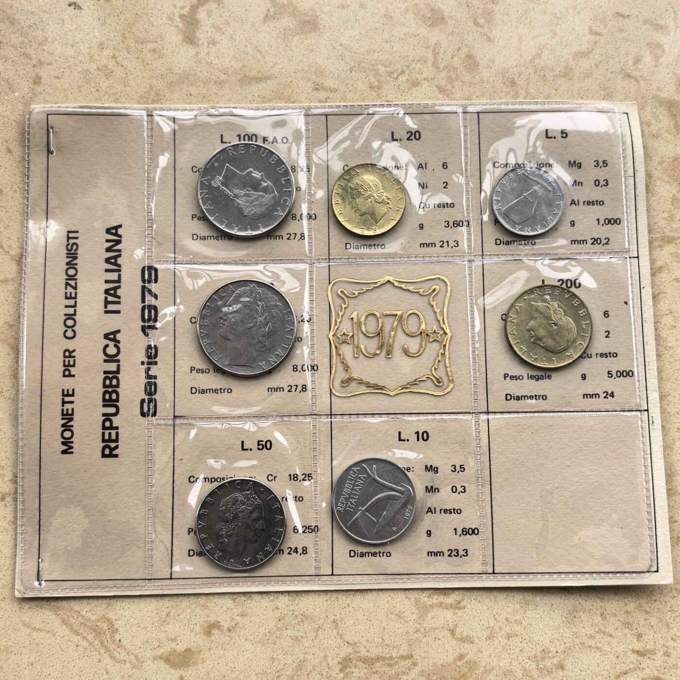 道一币馆币章第一百七十四场 原封带证 意大利1979年套币七枚
