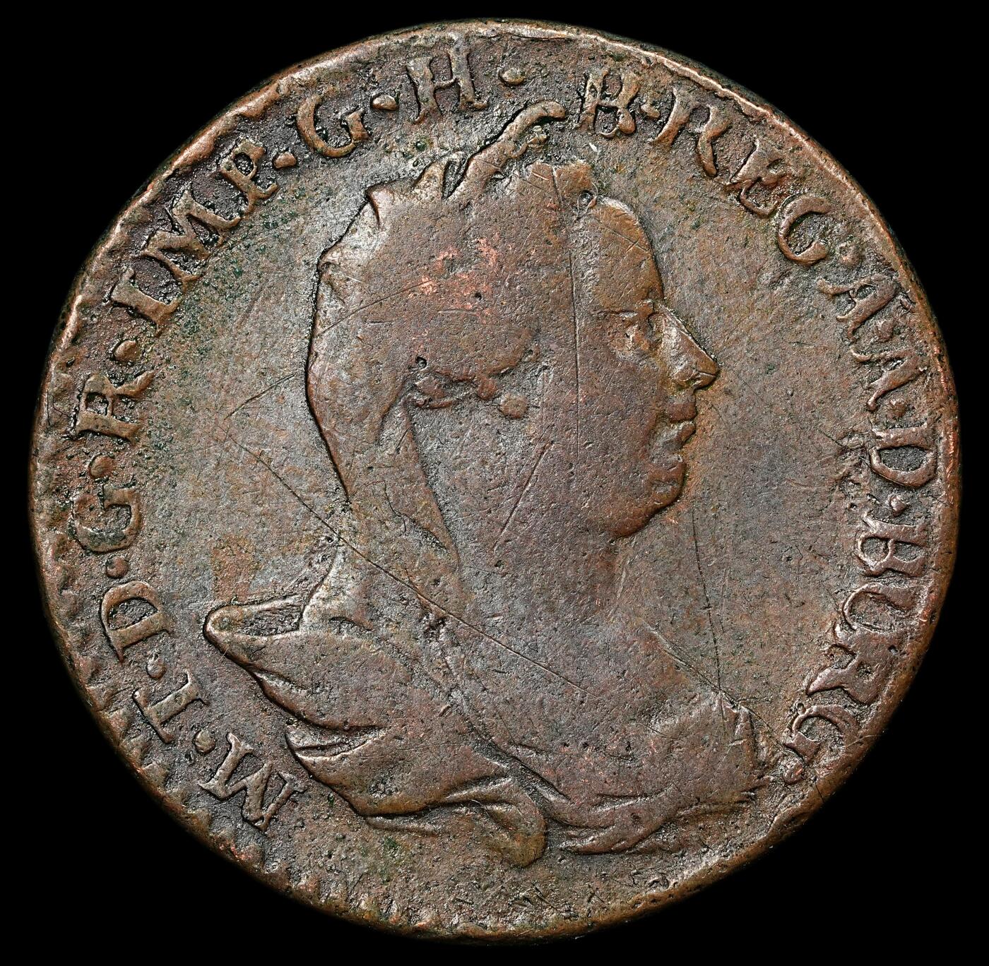 修遠堂世界钱币第111期 1777 年奥属尼德兰玛丽亚・特蕾西亚 2 利阿尔德铜币