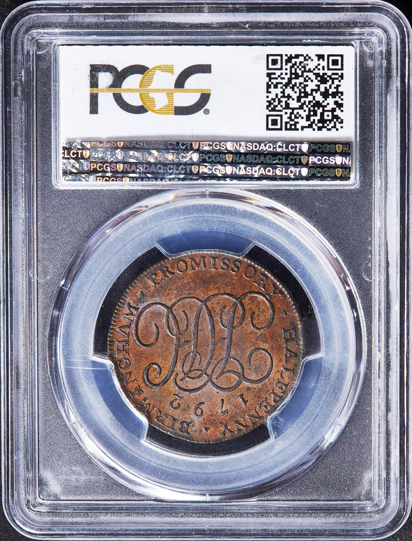 【俄甄集藏】满园春色-2026年(051)04-22星期三 晚 19:30 全场包邮 英国1792年沃里克郡伯明翰慈善家约翰·霍华德·希克曼头像1/2便士皇家学会商业代用铜币，PCGS MS63，巧克力包浆，原光品相