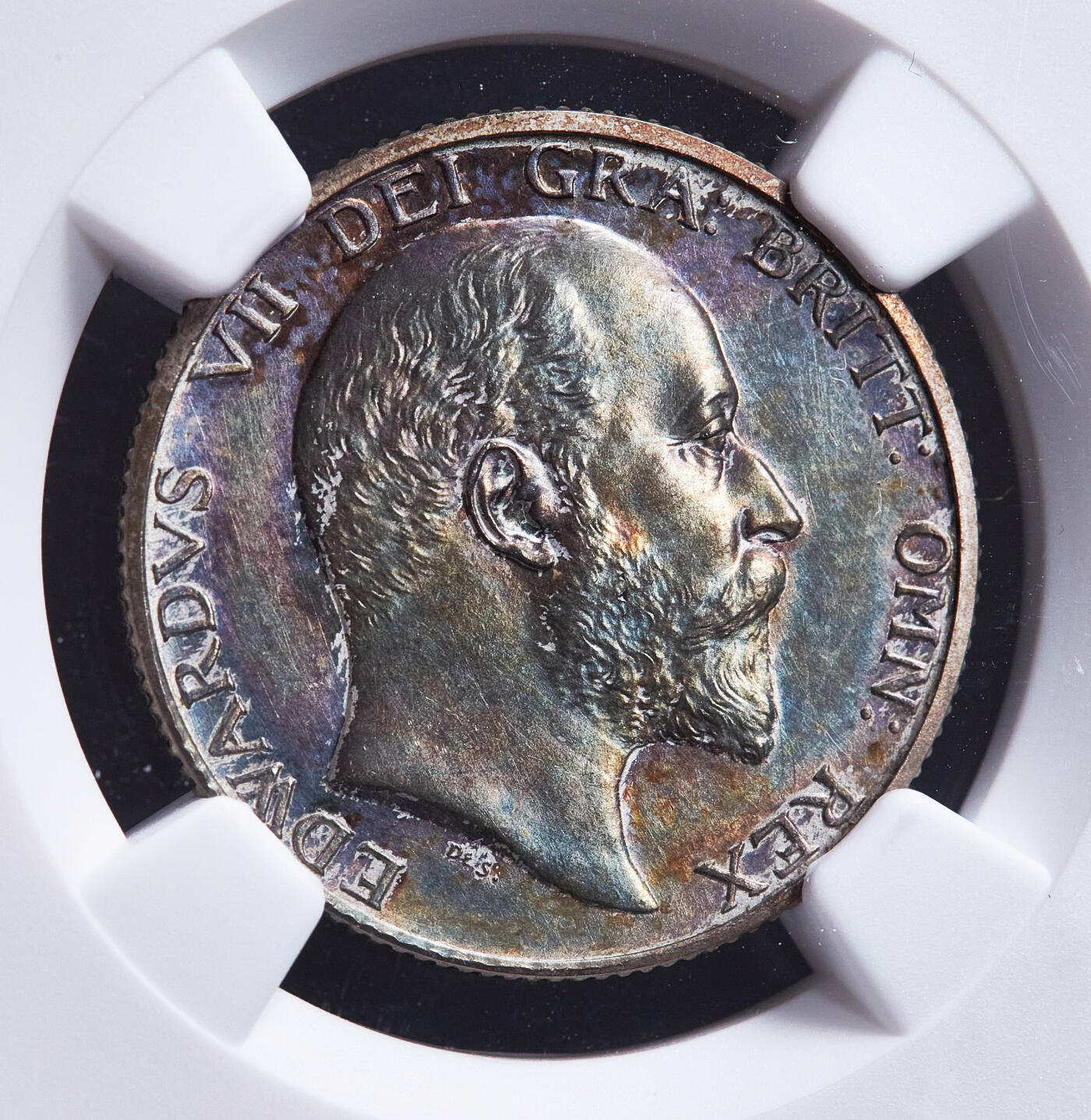 【俄甄集藏】满园春色-2026年(051)04-22星期三 晚 19:30 全场包邮 英国1902年爱德华七世精制1先令银币，NGC PF61 MATTE，五彩酱彩老包浆，磨砂底板