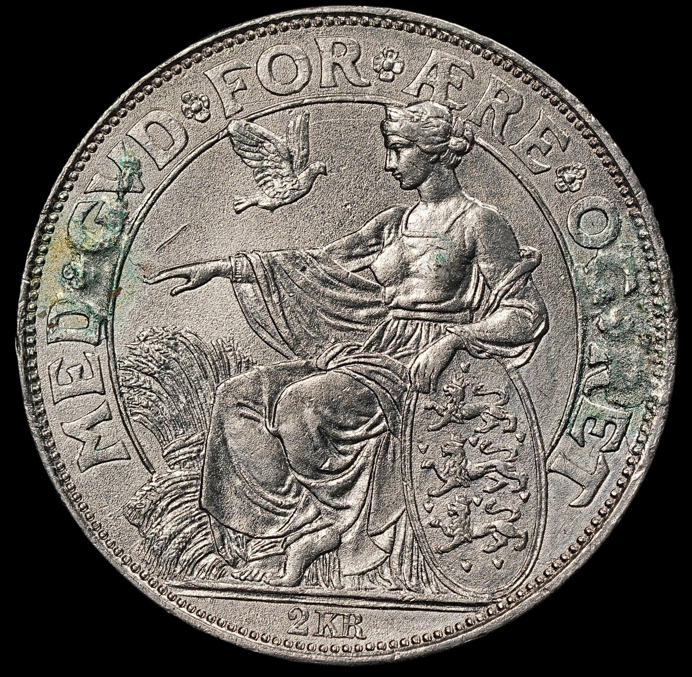 修遠堂世界钱币第111期 1903年丹麦国王登基40周年纪念2克朗银币 14.96g，含银80%，币面有焊点