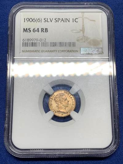 《竞宝斋》第479场 周日，周一 2场连拍 （全场包邮）20级店铺 欢迎送拍 - NGC MS64RB 西班牙1906年阿方索十三世军装1C铜币 小铜币保存难得