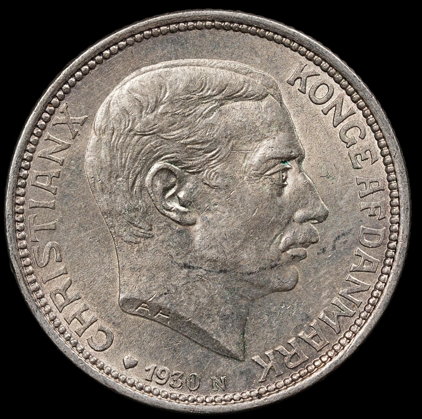 修遠堂世界钱币第111期 1930年丹麦国王60大寿纪念2克朗银币 15g，含银80%