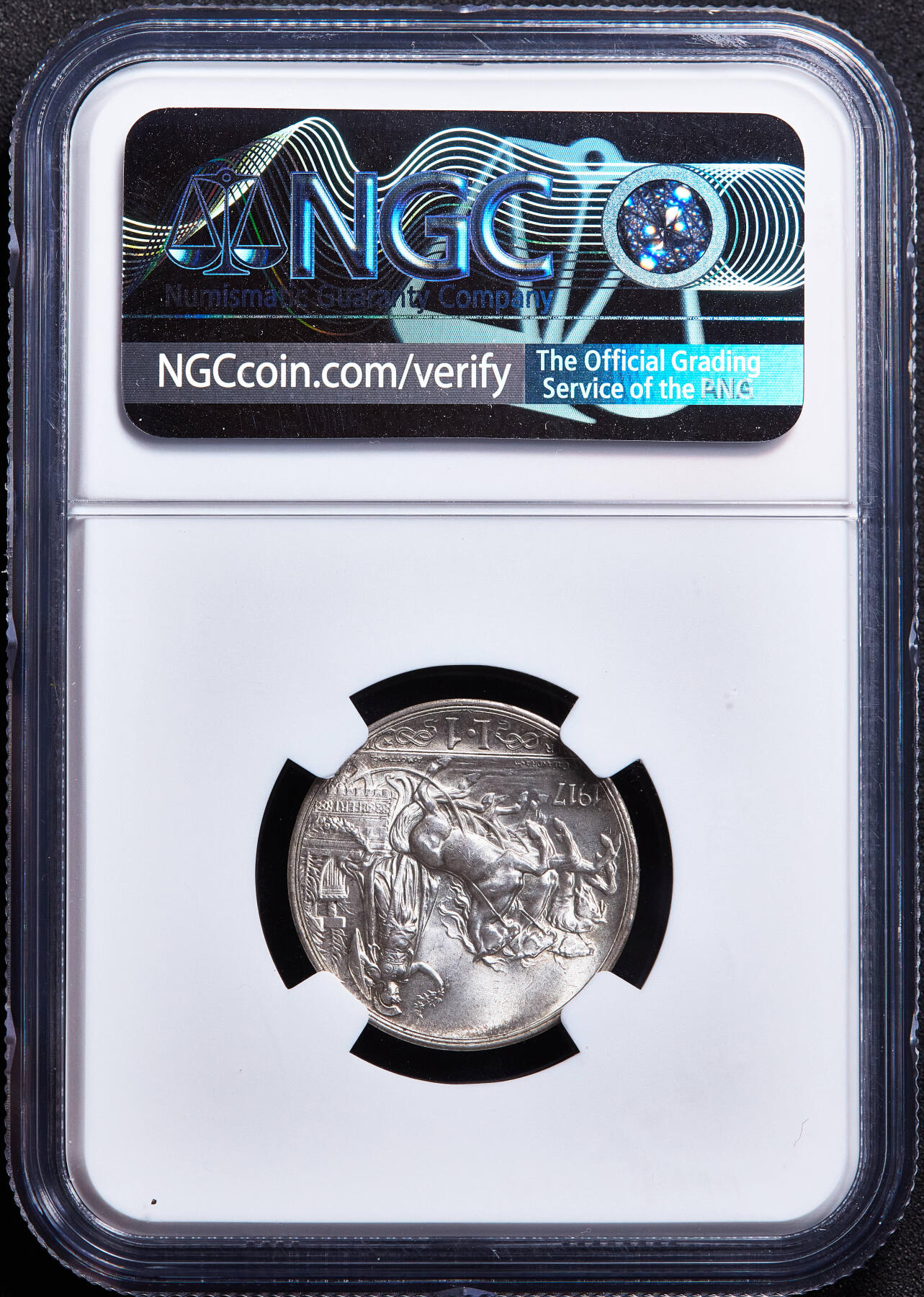 【俄甄集藏】满园春色-2026年(051)04-22星期三 晚 19:30 全场包邮 意大利王国1917年伊曼纽尔三世R版1里拉胜利女神驾马车银币，NGC MS65，黄油彩转光品相，顶级状态