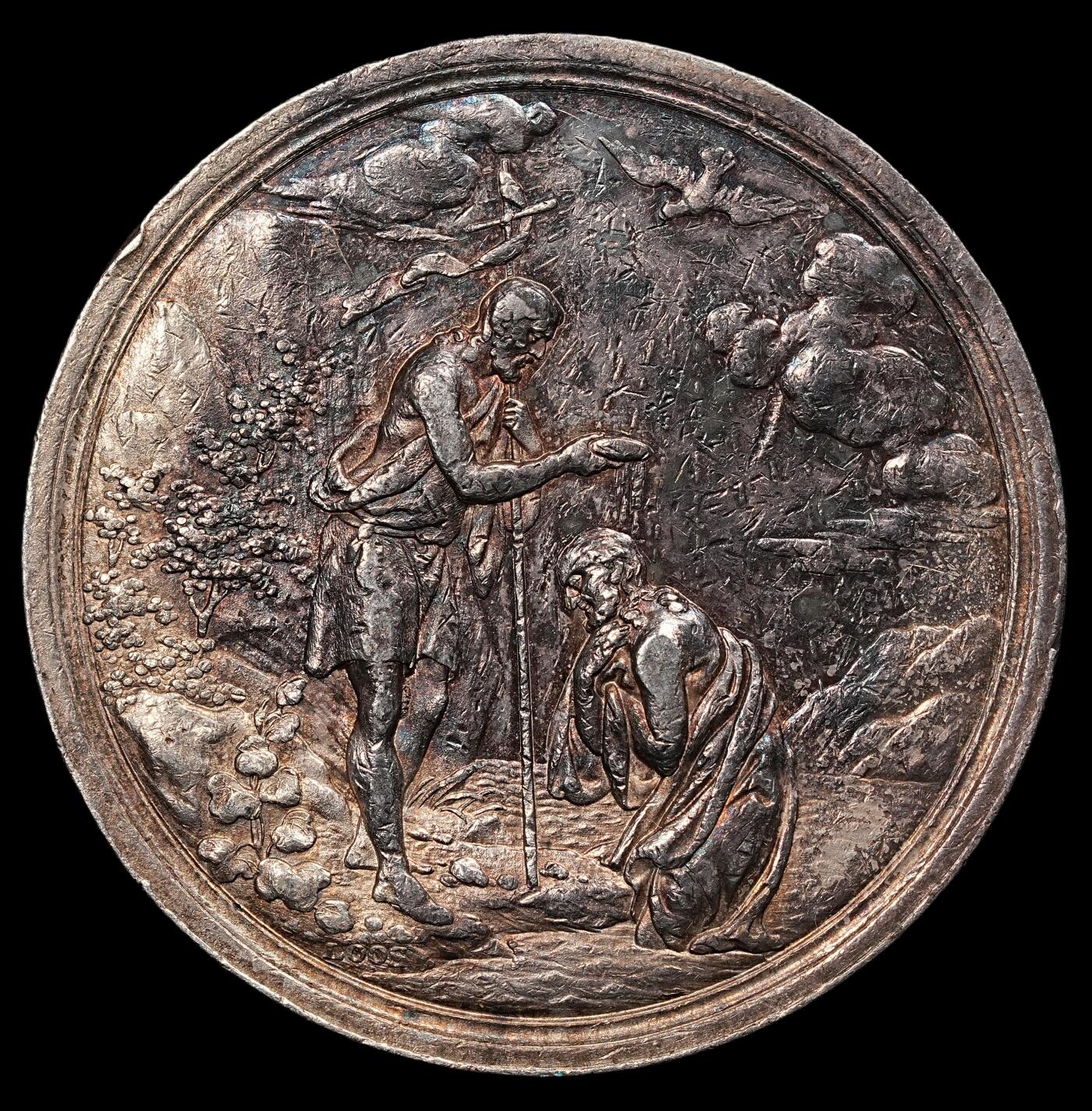 修遠堂世界钱币第111期 19世纪德国洗礼纪念银章，普鲁士宫廷首席章牌雕刻师名家LOOS作品，42.08mm，27.70g