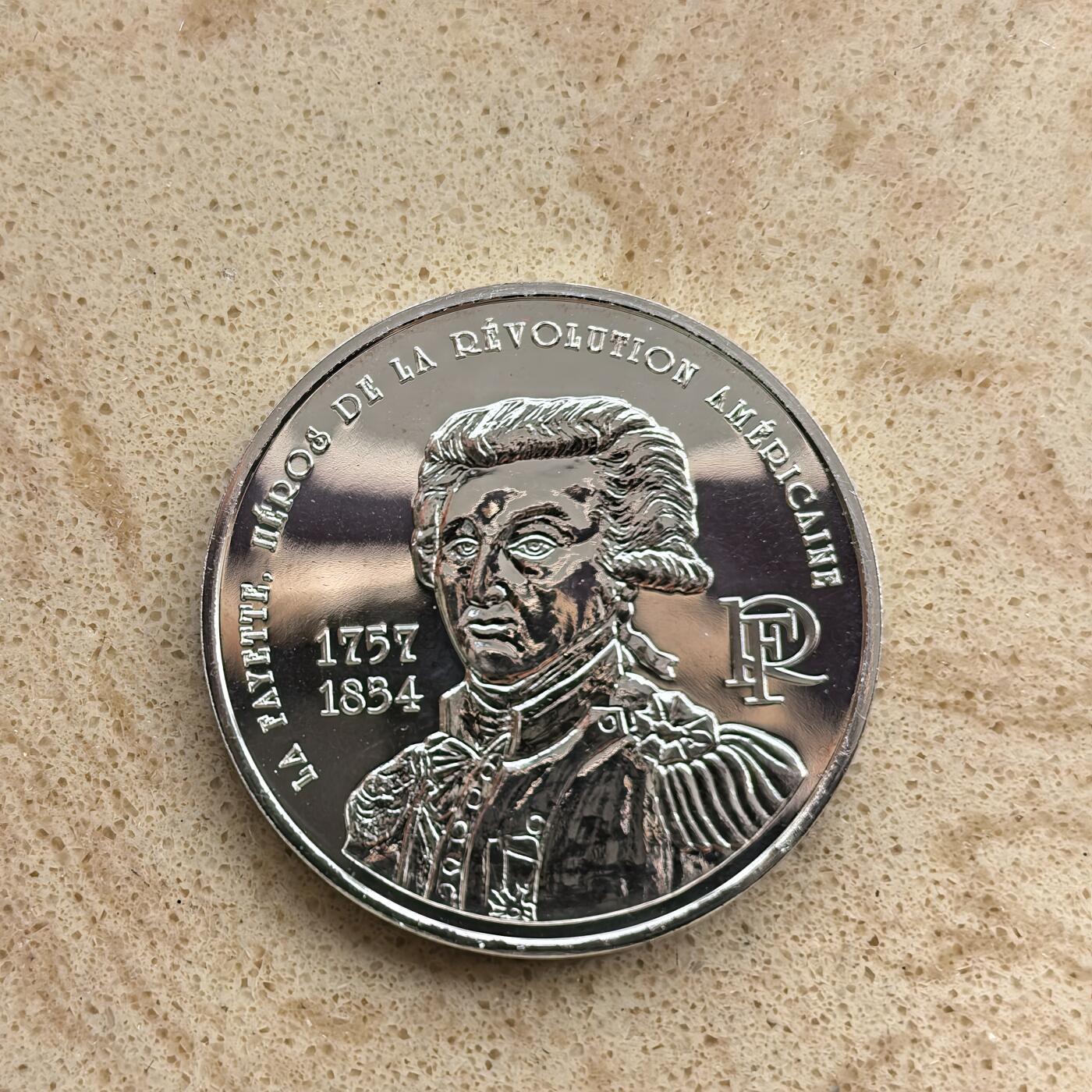 道一币馆币章第一百七十四场 原盒证 法国2007年拉法耶特将军逝世250周年1/4欧元银币