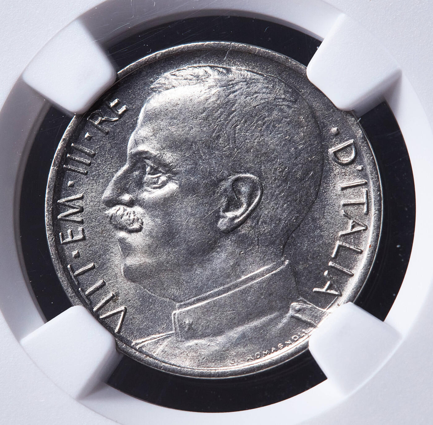 【俄甄集藏】满园春色-2026年(051)04-22星期三 晚 19:30 全场包邮 意大利王国1920年伊曼纽尔三世R版50分女神驭狮镍币，NGC MS63，平边版，转光品相