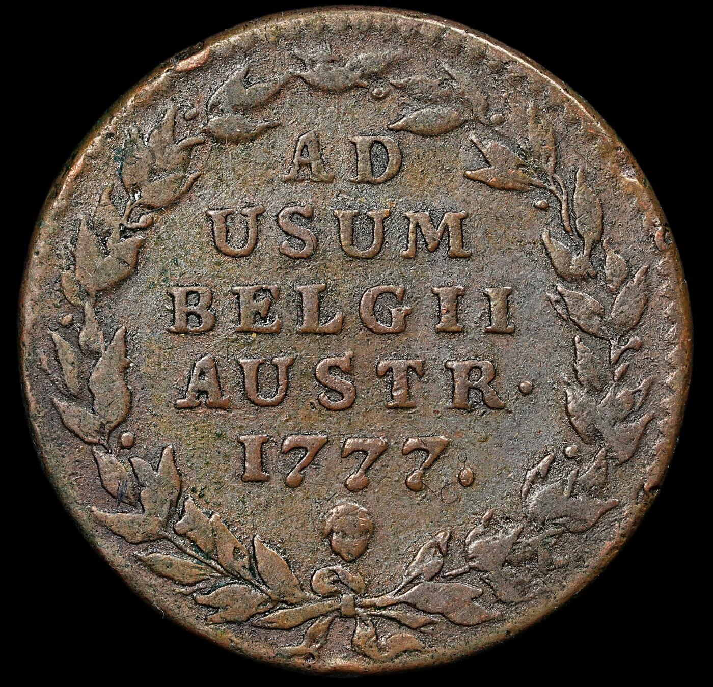 修遠堂世界钱币第111期 1777 年奥属尼德兰玛丽亚・特蕾西亚 2 利阿尔德铜币