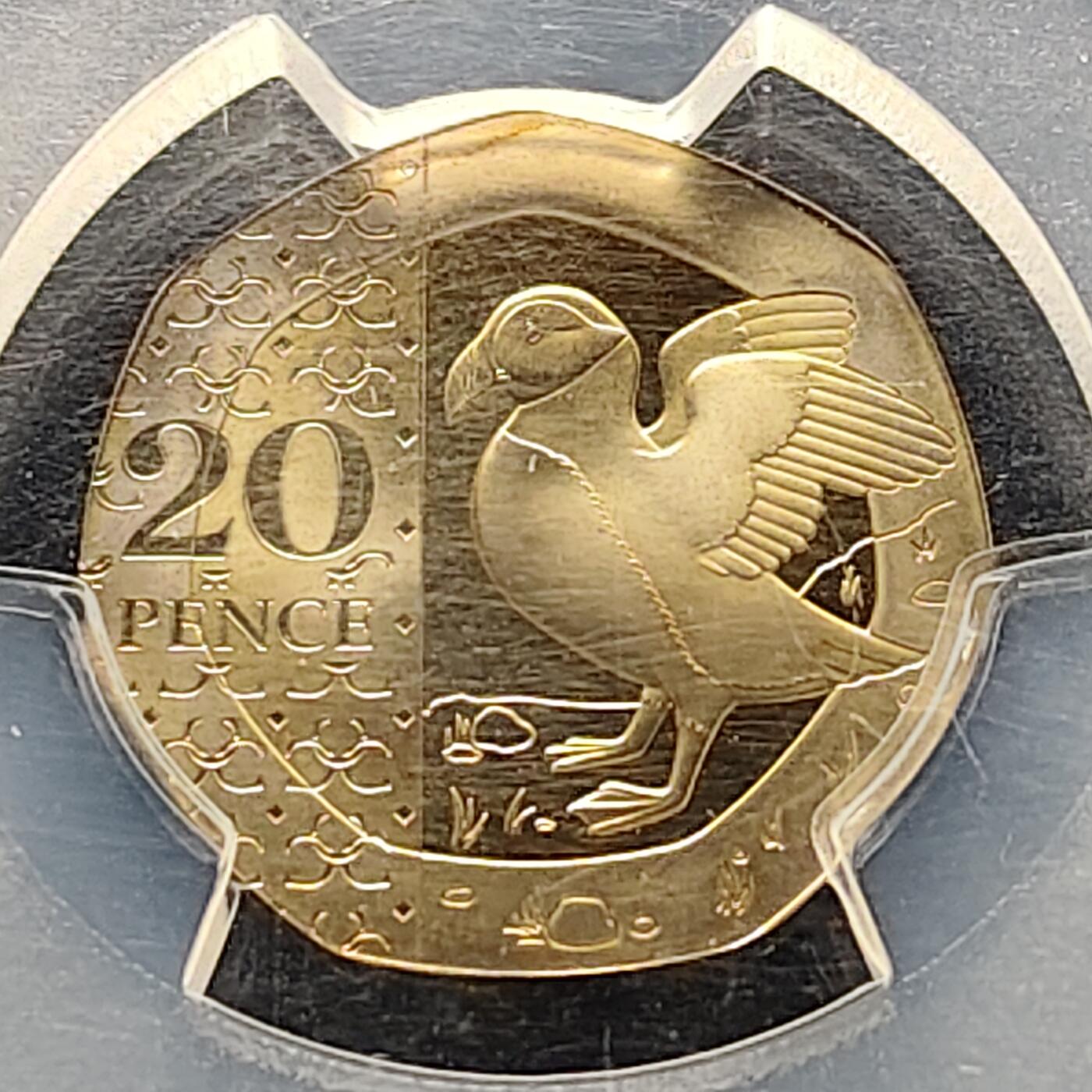 【全场包邮】纯粹捡漏拍521场 【收藏级】英国2023年登基首年皇冠标20便士海鹦-PCGS PR68 DCAM（更高分仅3枚）