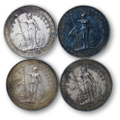 德泉缘2026年三亚春季拍卖会 - 英属贸易站洋壹圆银币一组 4 枚 裸币 裸币