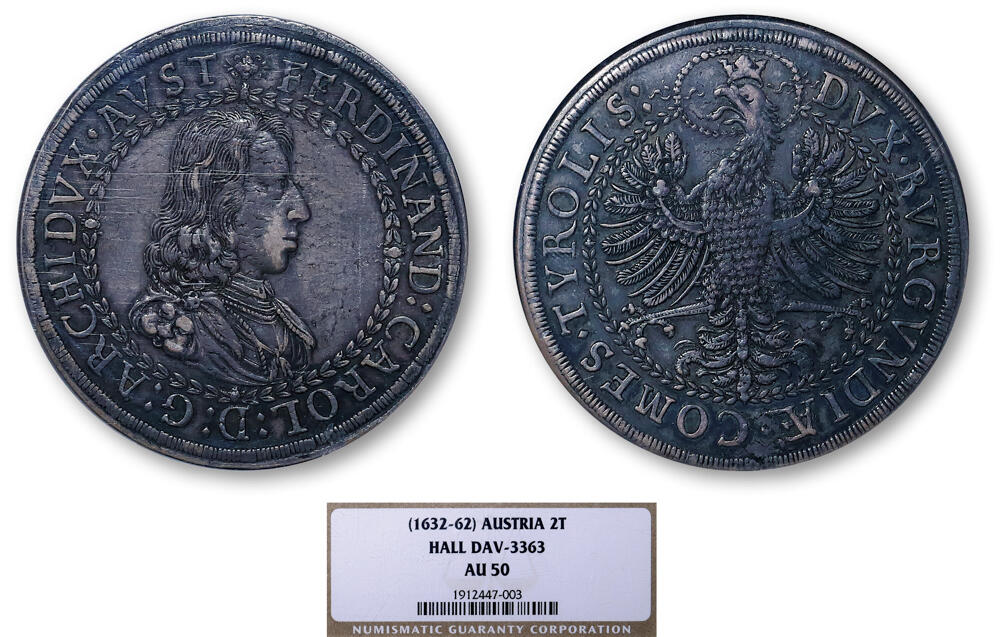 德泉缘2026年三亚春季拍卖会 1632-62年奥地利泰勒银币一枚 NGC AU50 1912447-003