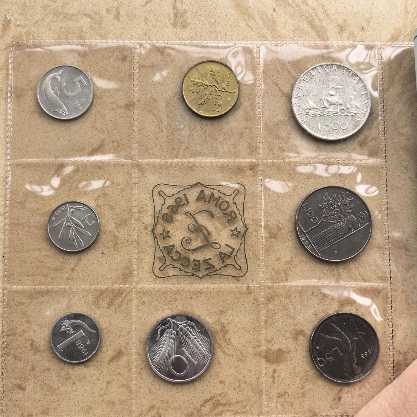 道一币馆币章第一百七十四场 原封带证 意大利1968年套币八枚 含500里拉银币