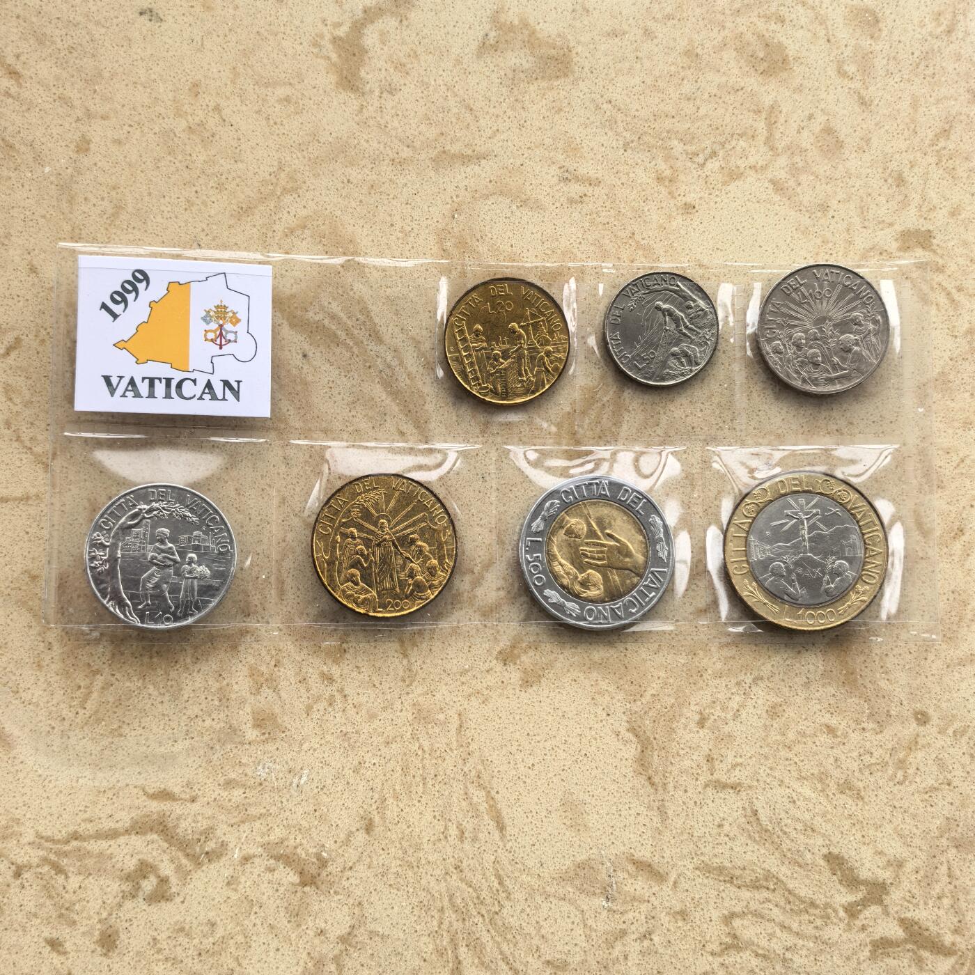 道一币馆币章第一百七十四场 梵蒂冈1999年纪念套币七枚