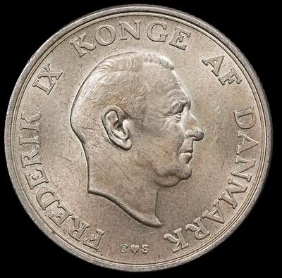 修遠堂世界钱币第111期 - 1958年丹麦玛格丽特公主18周岁纪念2克朗银币 15g，含银80%