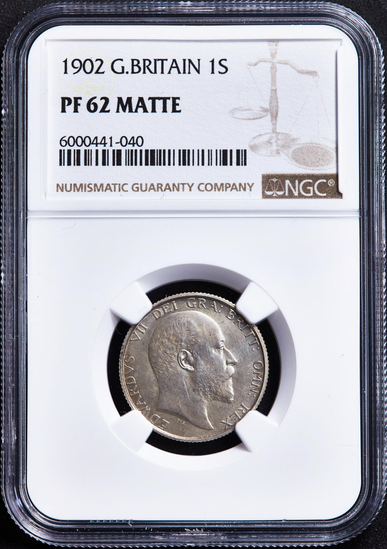 【俄甄集藏】满园春色-2026年(051)04-22星期三 晚 19:30 全场包邮 英国1902年爱德华七世精制1先令银币，NGC PF62 MATTE，黄油彩包浆，磨砂底板