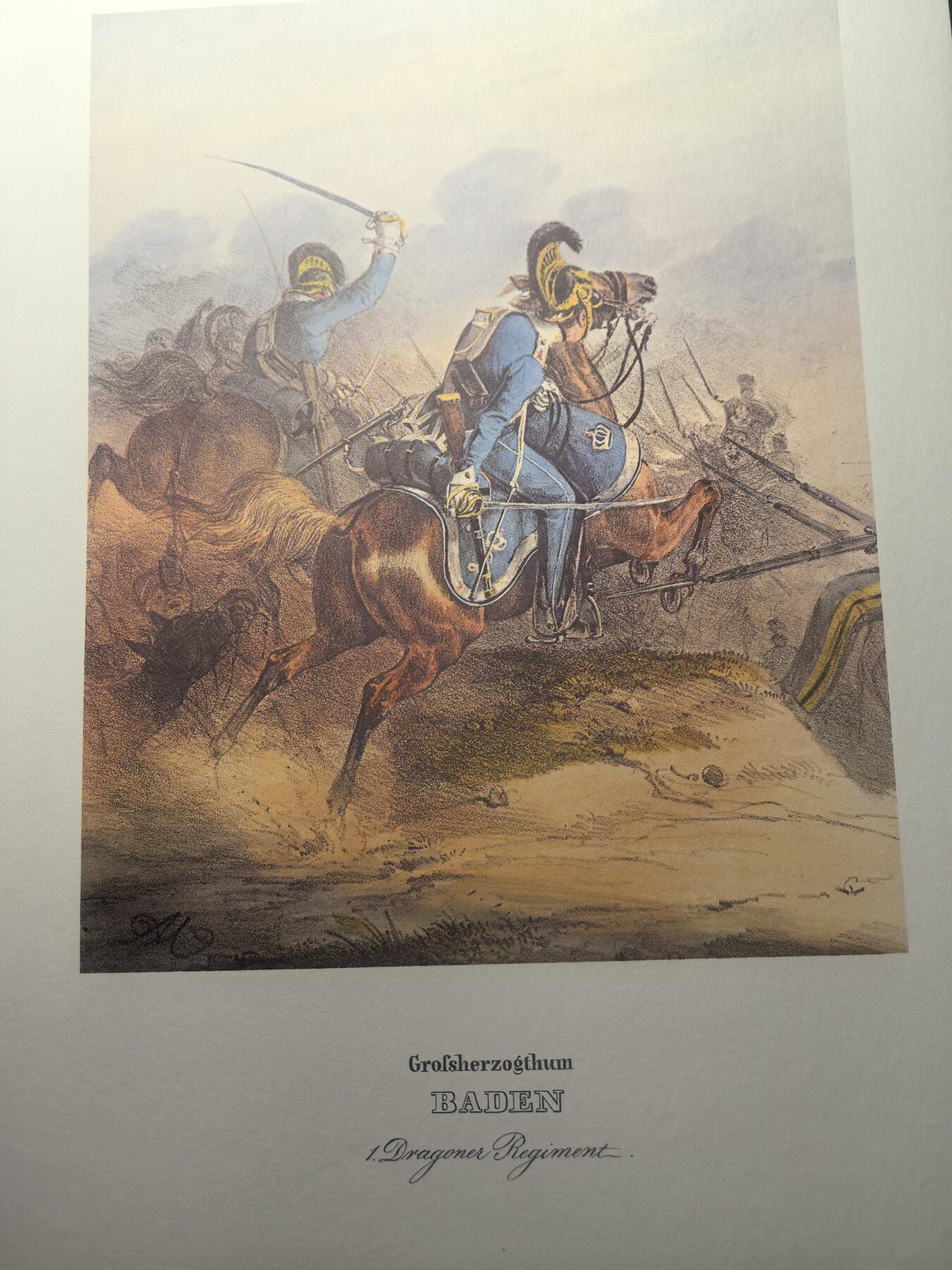 盛世勋华——号角文化勋章邮票专场拍卖第314期 大尺寸手绘图卡 巴登大公国第1龙骑兵团 大A4尺寸 翻印自1848年出版《德意志陆军》一书