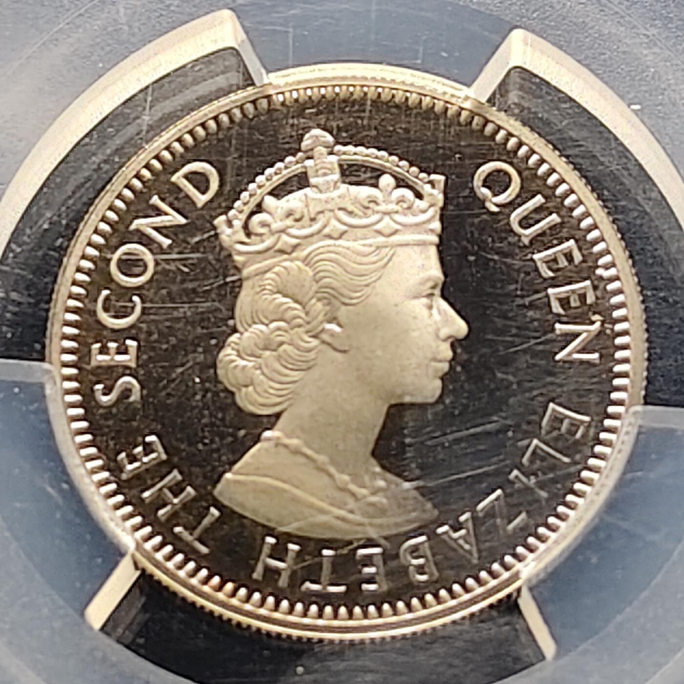 【全场包邮】纯粹捡漏拍521场 【收藏级·亚军分】东加勒比1965年女王25分精制币-PCGS PR68 DCAM（更高分仅2枚）