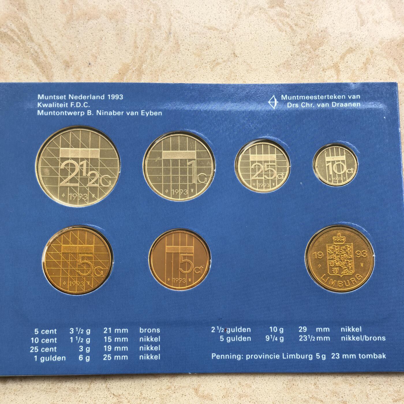 道一币馆币章第一百七十四场 原包装 荷兰1993年套币6枚+纪念章